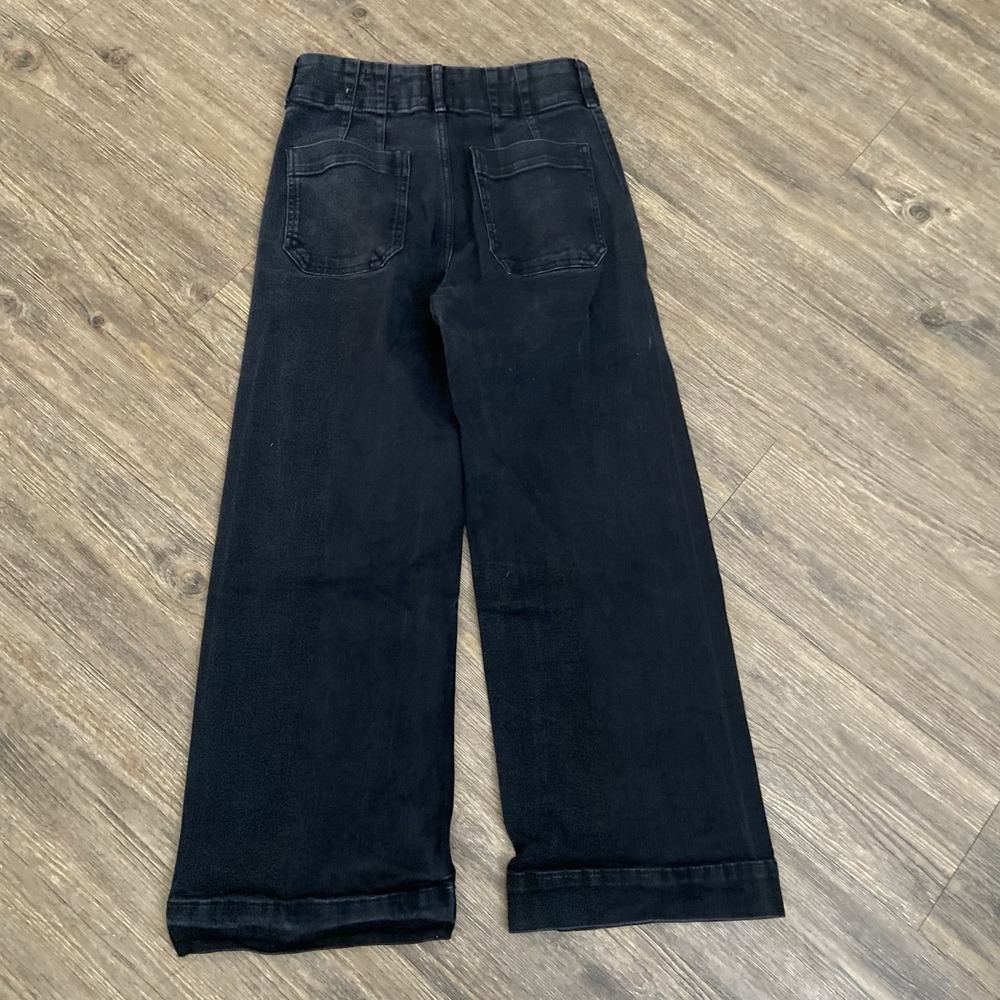Anthropologie Maeve The Colette Crop Wide-Leg Black Denim Size 27 - Picture 8 of 8